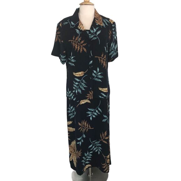 Studio I Career Casual Jacket Dress Tropical Motif Size 14 Navy Blue NWT - Picture 1 of 14